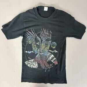 Vintage Fruit of the Loom Reno Eagle Graphic Tee Black USA Made Cotton Adult S